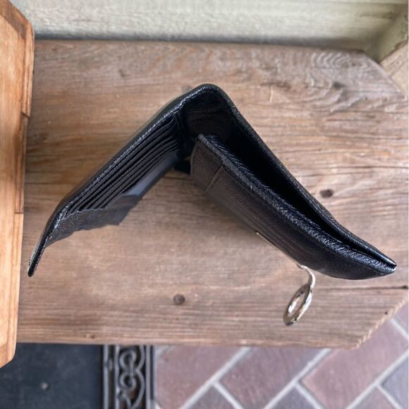 BVLGARI Black Leather Long Wallet with Teal Blue Interior and Silver Hardware. - Picture 4 of 15